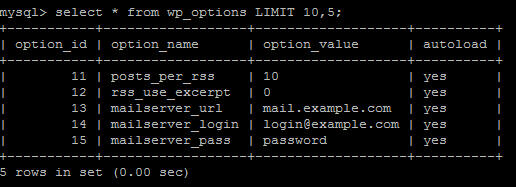 ver registros de una tabla mysql