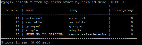 ver los últimos registros de una tabla mysql